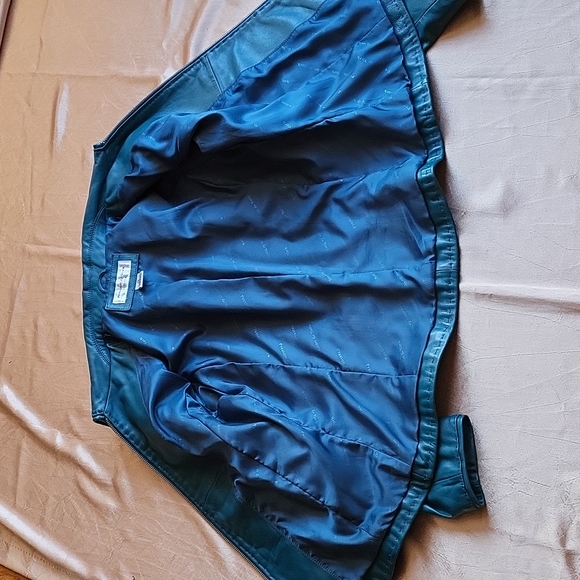 Preston & York EUC women's classic lambskin teal leather jacket size PS - Picture 3 of 5